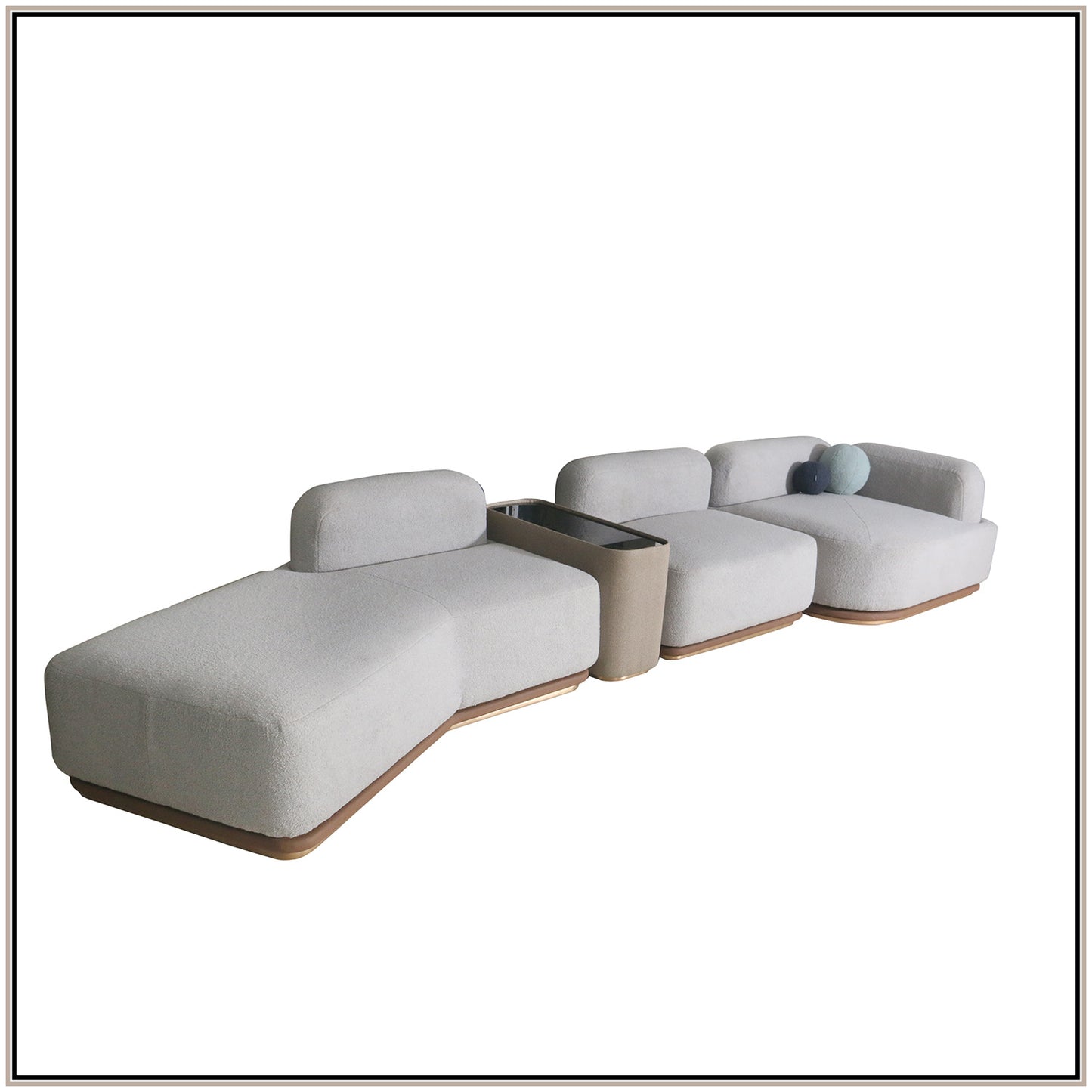 AuraCurve 5 Seater Modular Sofa - Grey Boucle