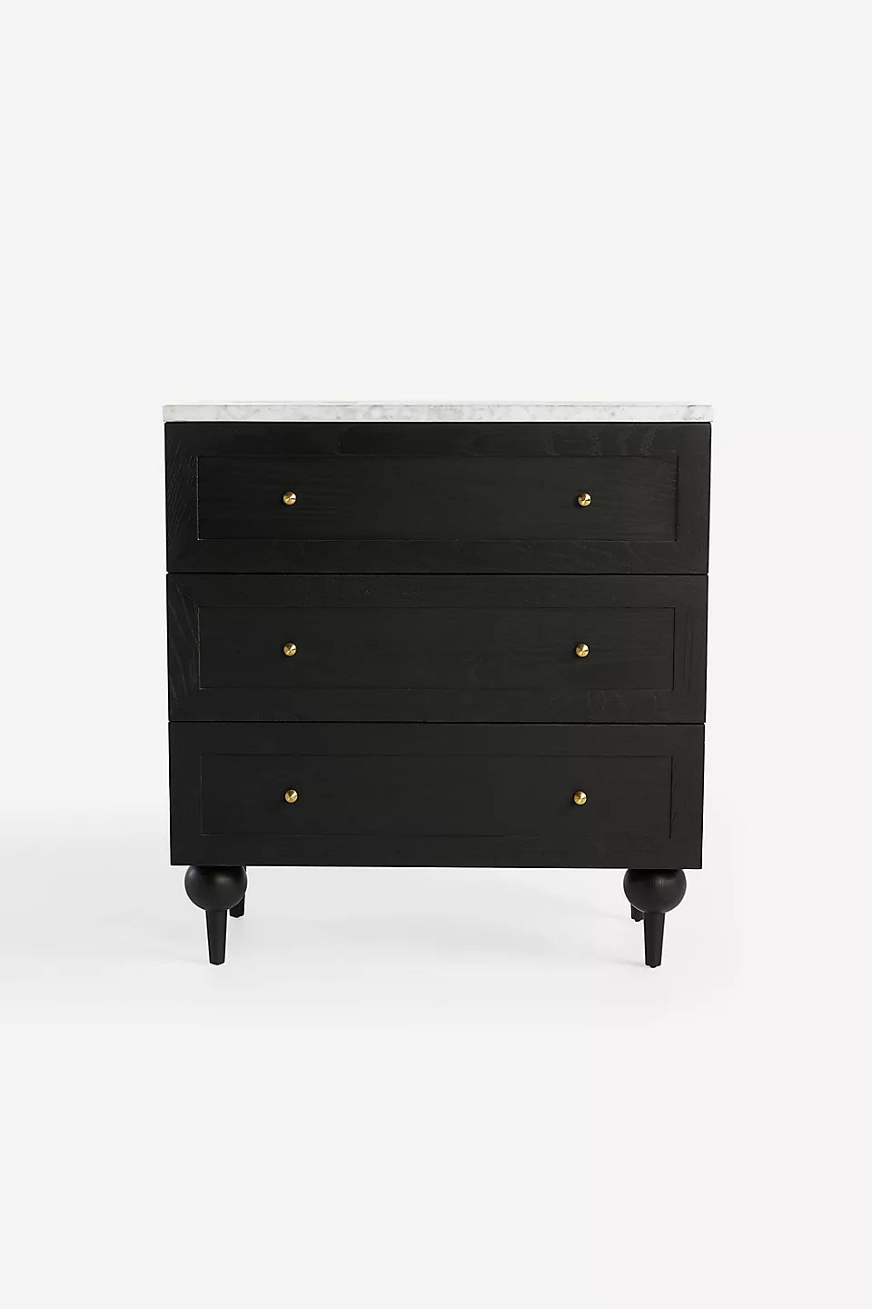 Fern Marble-Top Three-Drawer Dresser Black