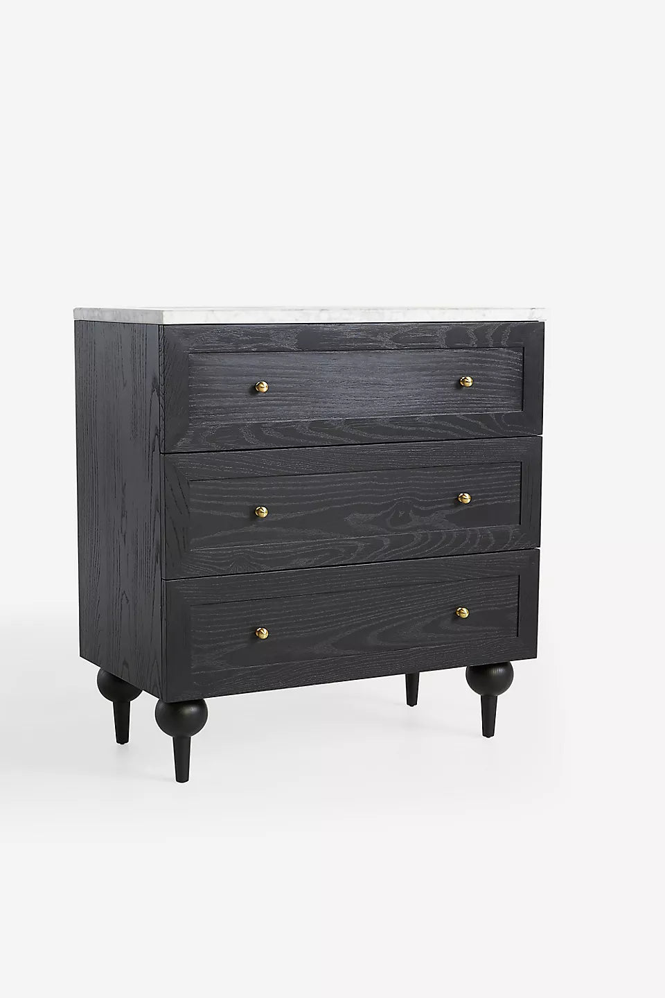 Fern Marble-Top Three-Drawer Dresser Black