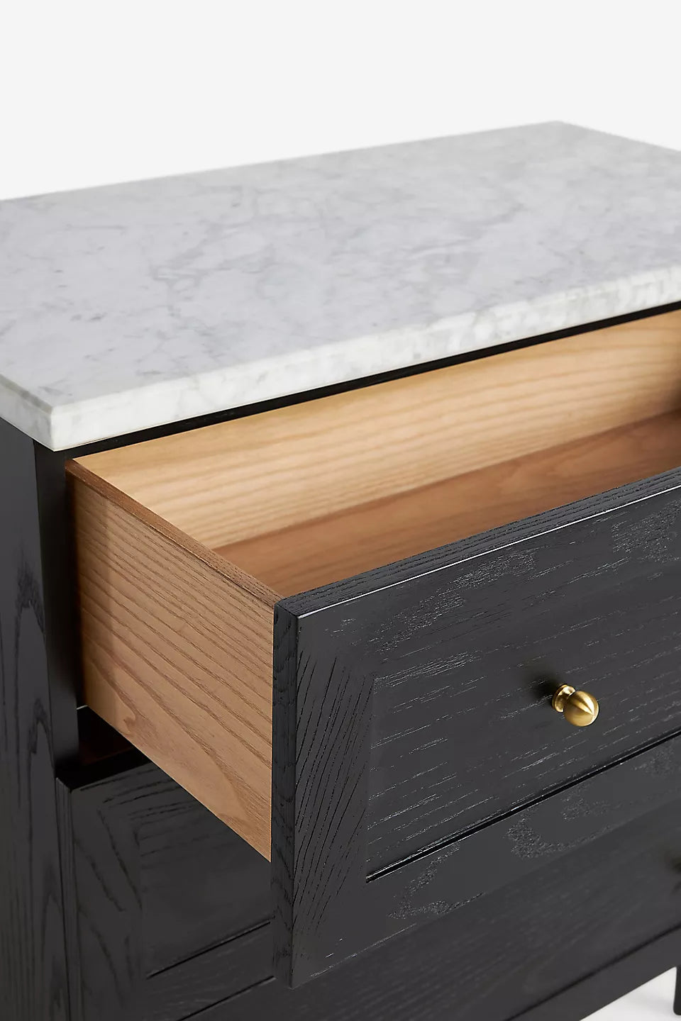 Fern Marble-Top Three-Drawer Dresser Black