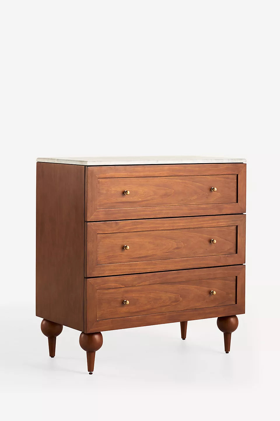 Fern Marble-Top Three-Drawer Dresser Tobacco