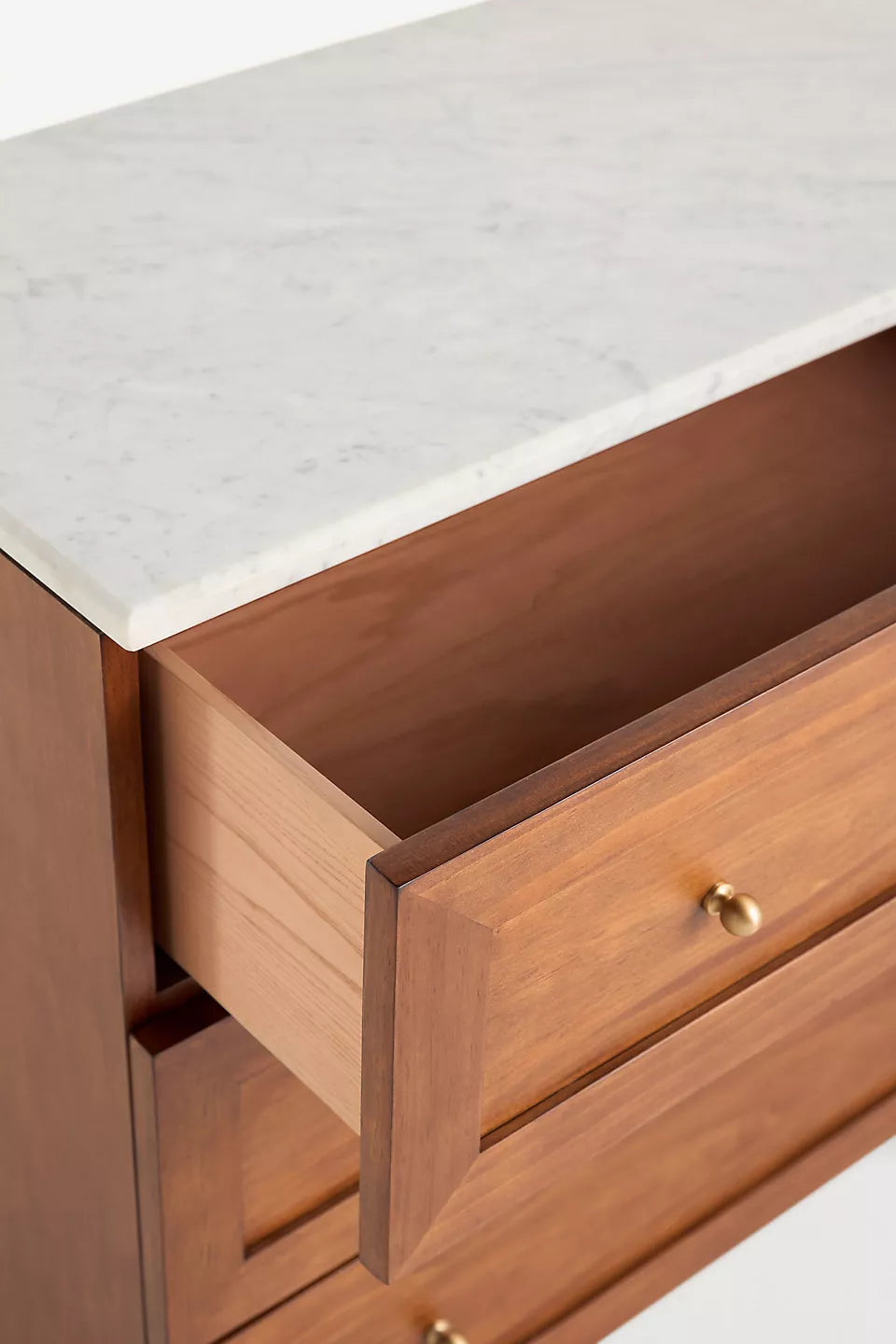 Fern Marble-Top Three-Drawer Dresser Tobacco