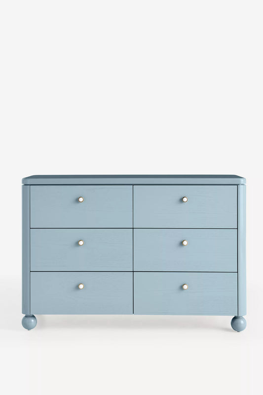 Tasha Lacquer Six-Drawer Dresser Blue/Grey