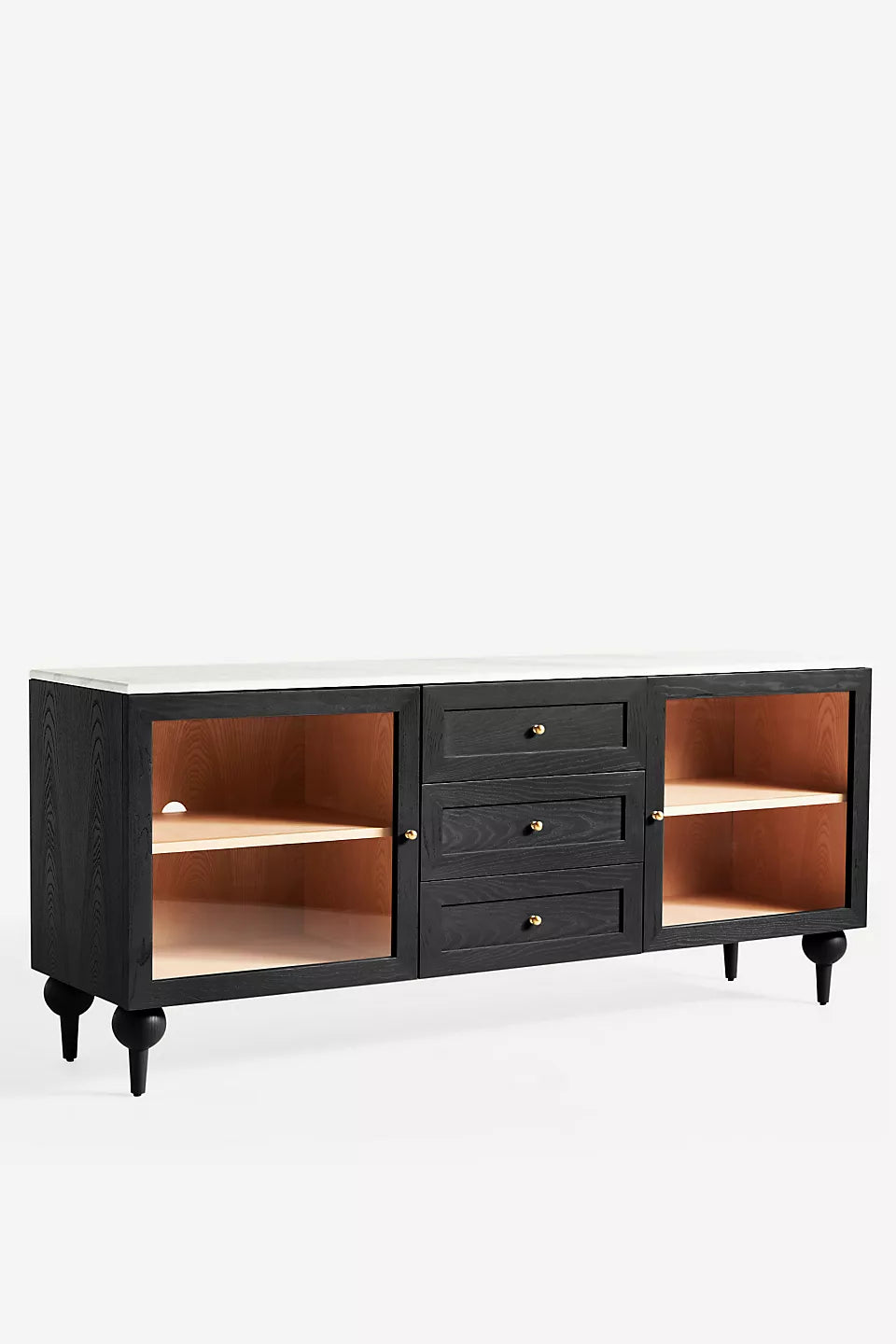 Fern 72" Carrara Marble & Wood Buffet Black