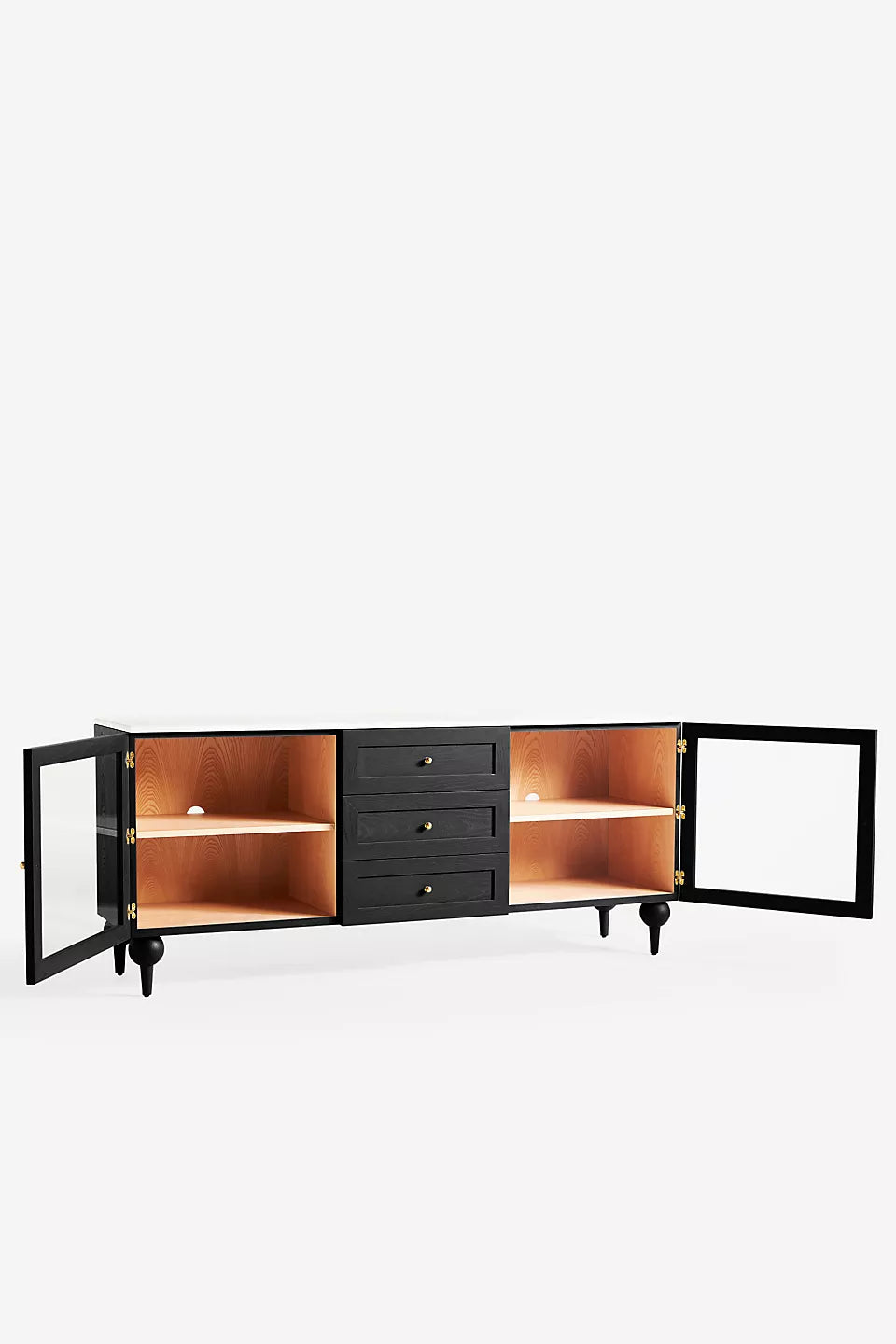 Fern 72" Carrara Marble & Wood Buffet Black