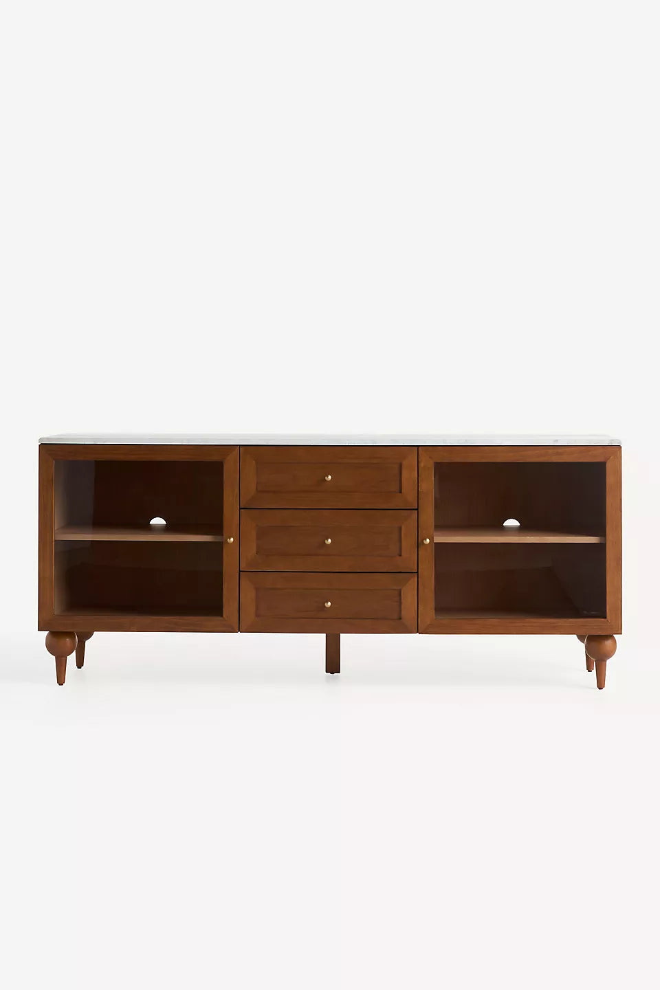 Fern 72" Carrara Marble & Wood Buffet Tobacco