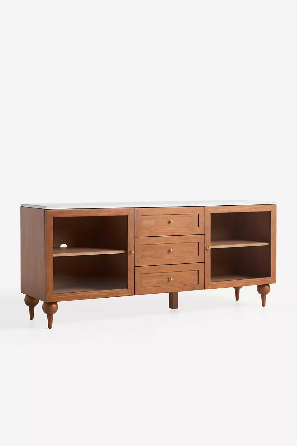 Fern 72" Carrara Marble & Wood Buffet Tobacco