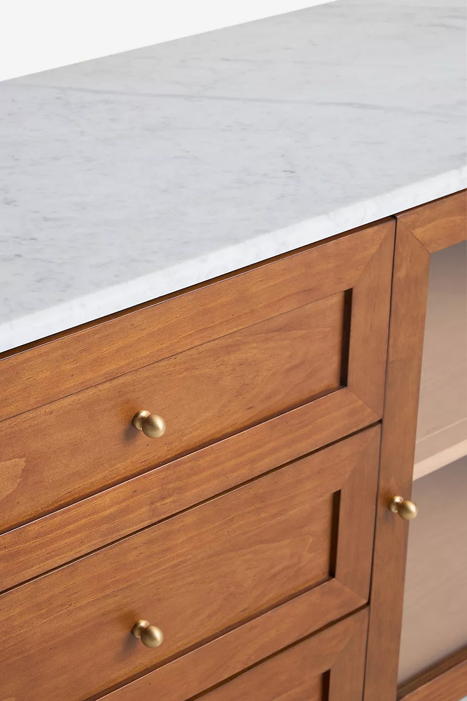 Fern 72" Carrara Marble & Wood Buffet Tobacco