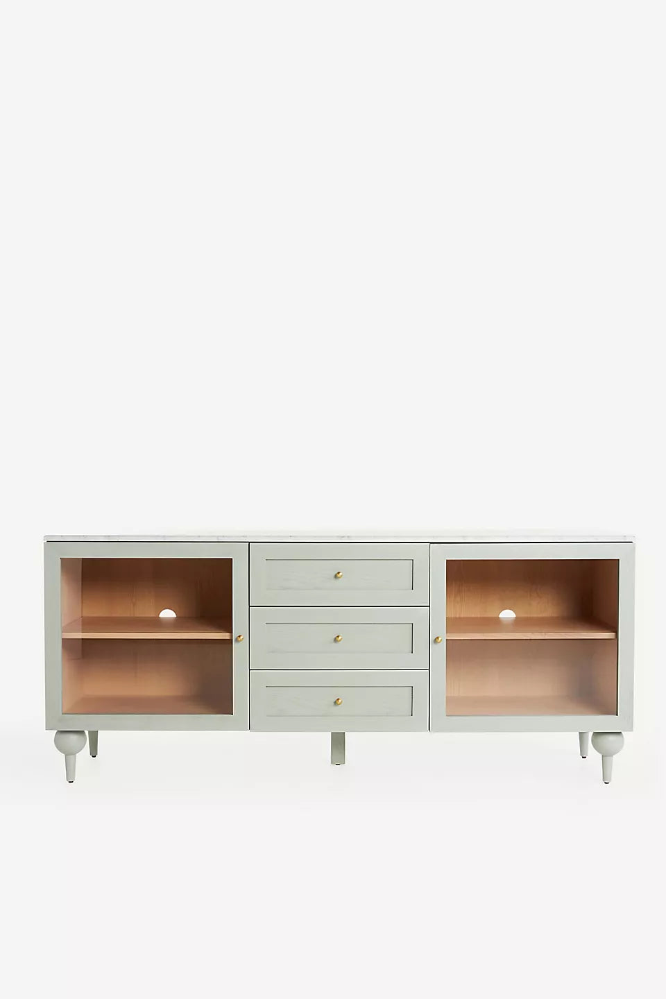 Fern 72" Carrara Marble & Wood Buffet Sage