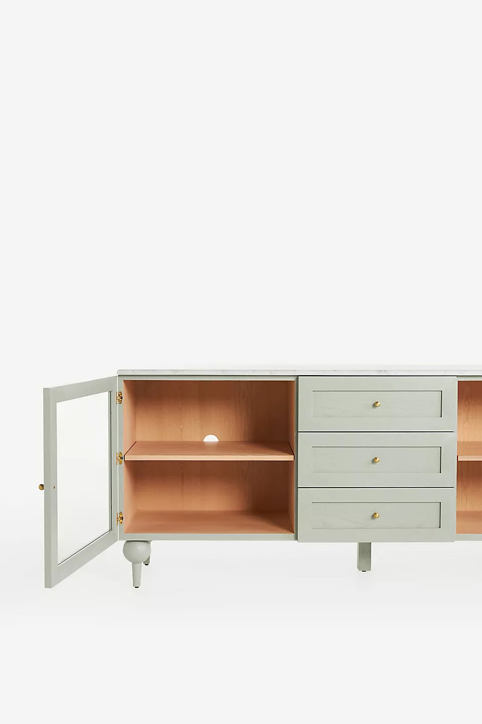 Fern 72" Carrara Marble & Wood Buffet Sage