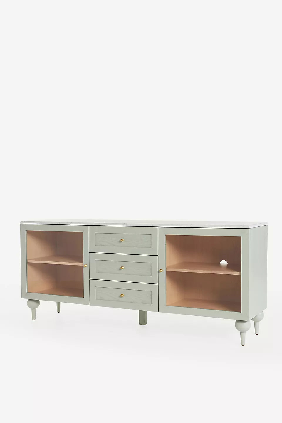 Fern 72" Carrara Marble & Wood Buffet Sage