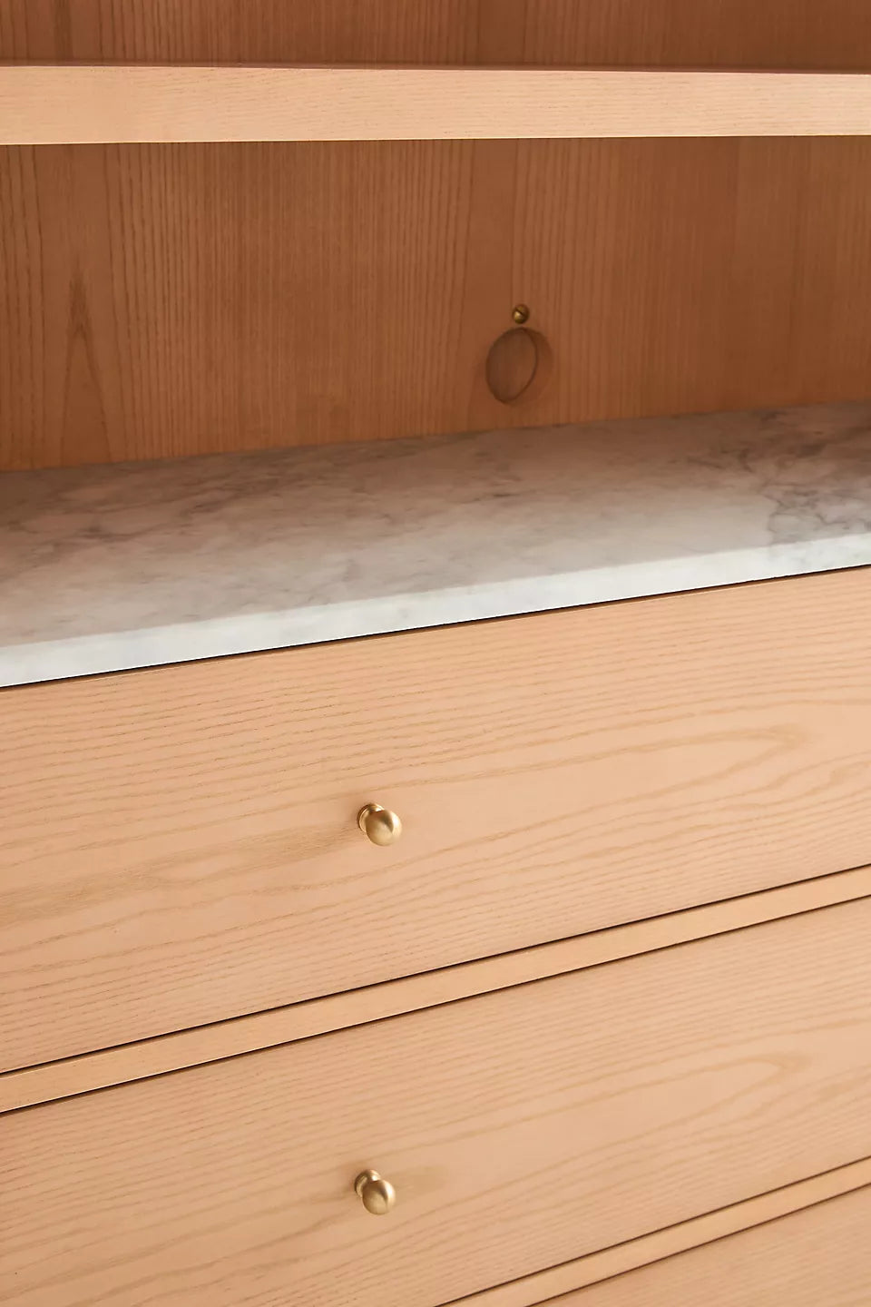 Fern Marble-Top 94" Three-Drawer Storage Cabinet Black