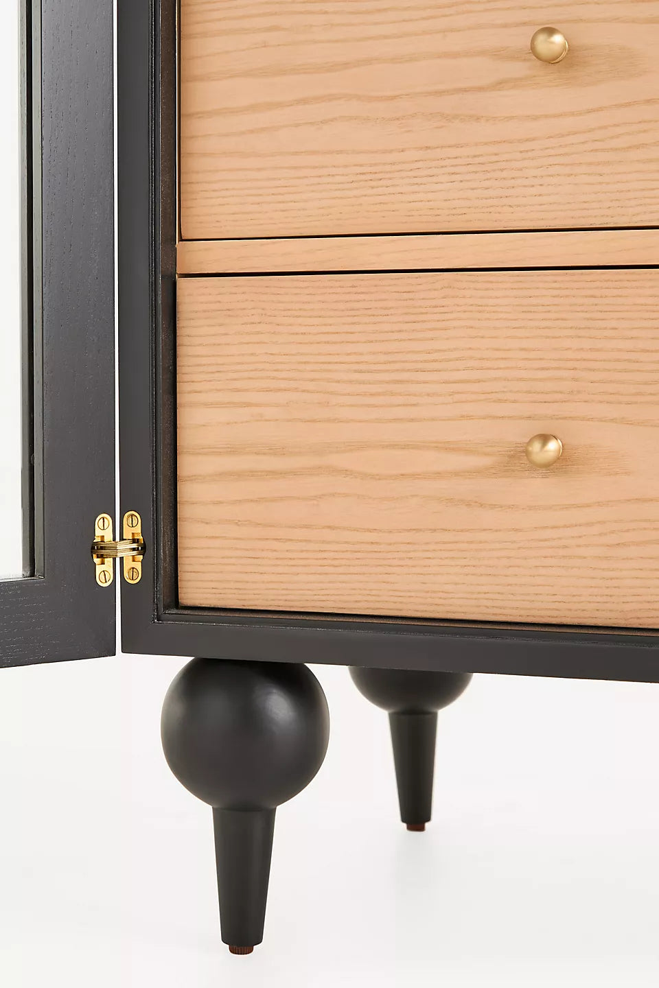 Fern Marble-Top 94" Three-Drawer Storage Cabinet Black