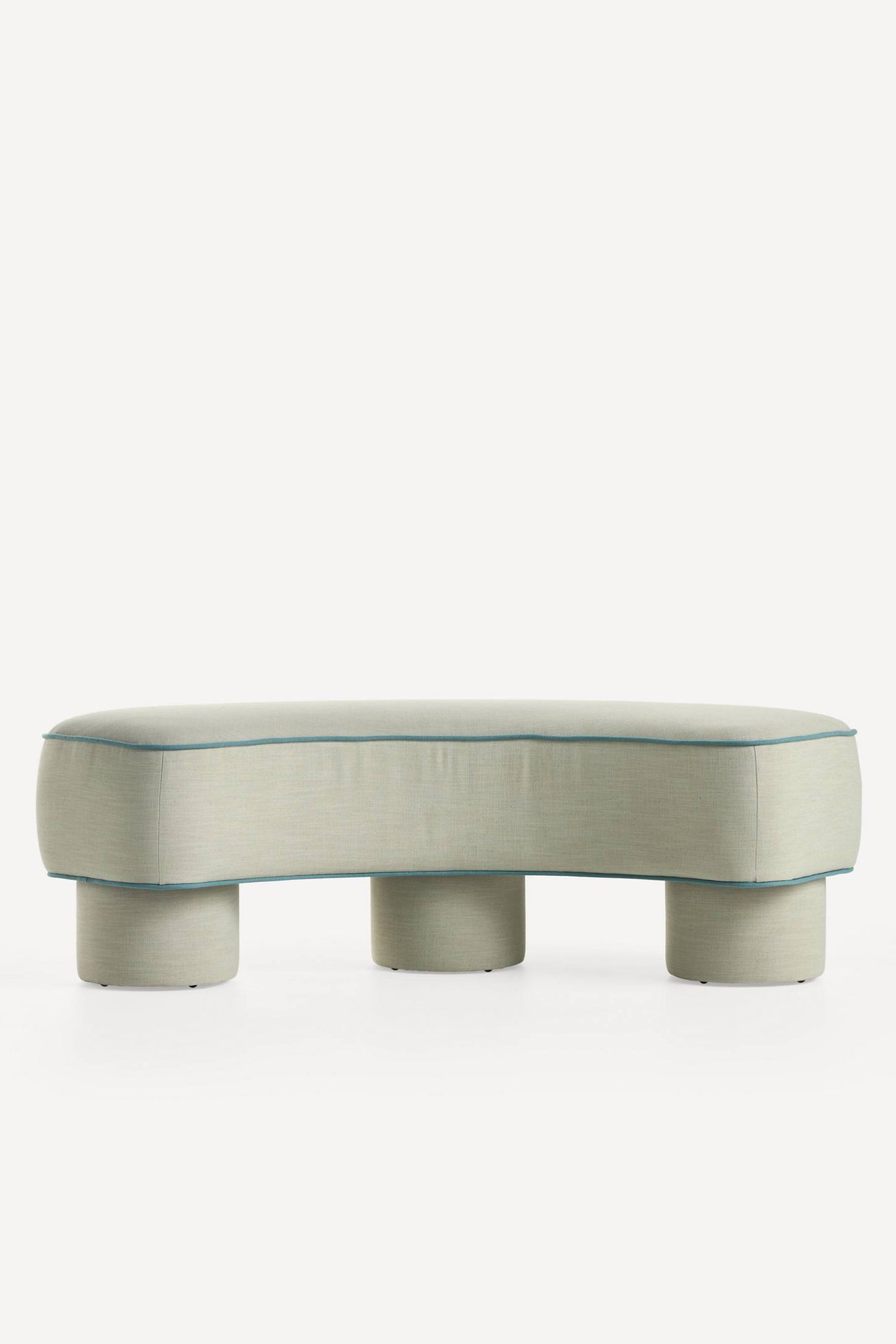 Modella Performance Linen Curved Bench Blue Pattern