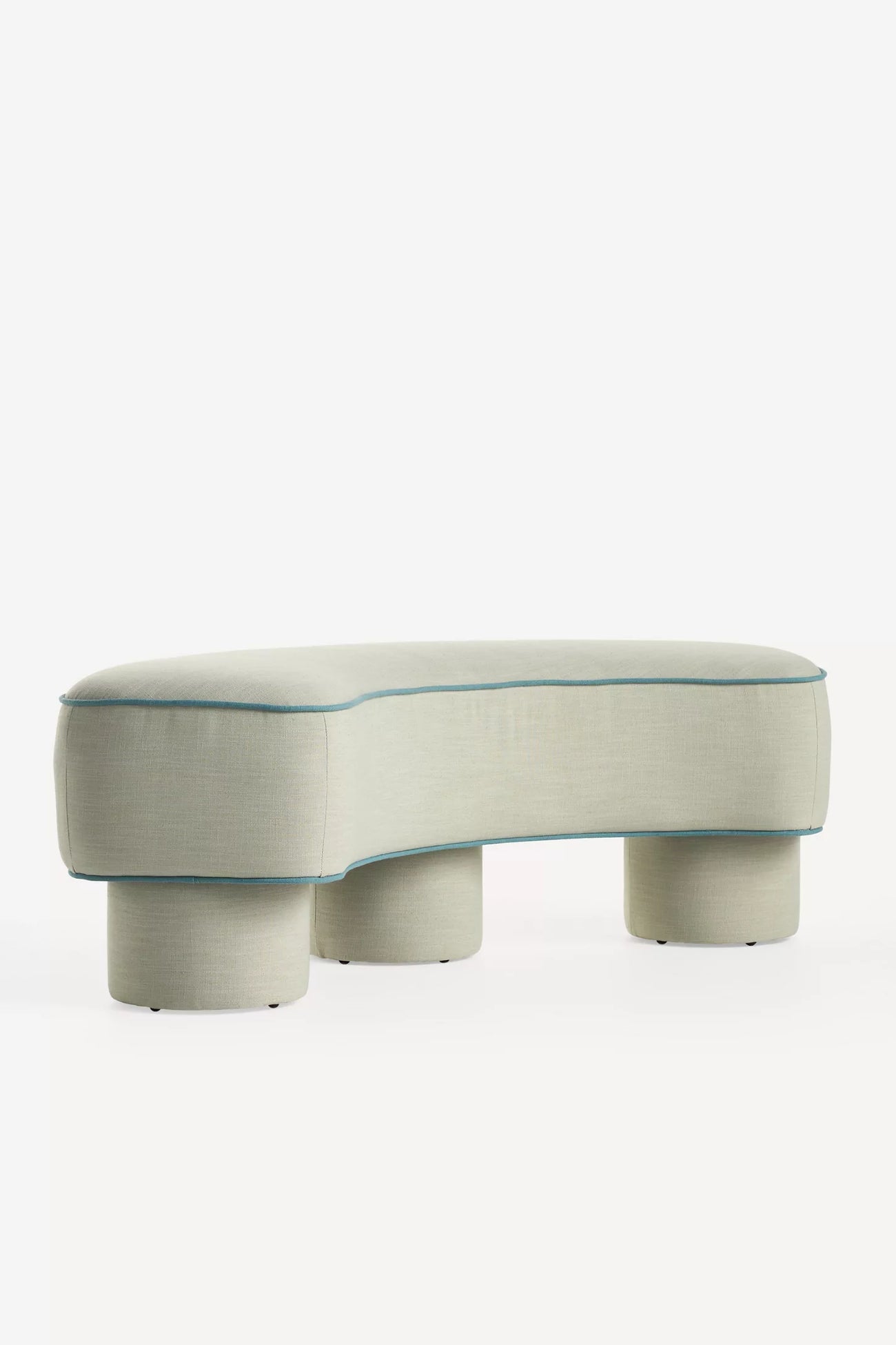 Modella Performance Linen Curved Bench Blue Pattern