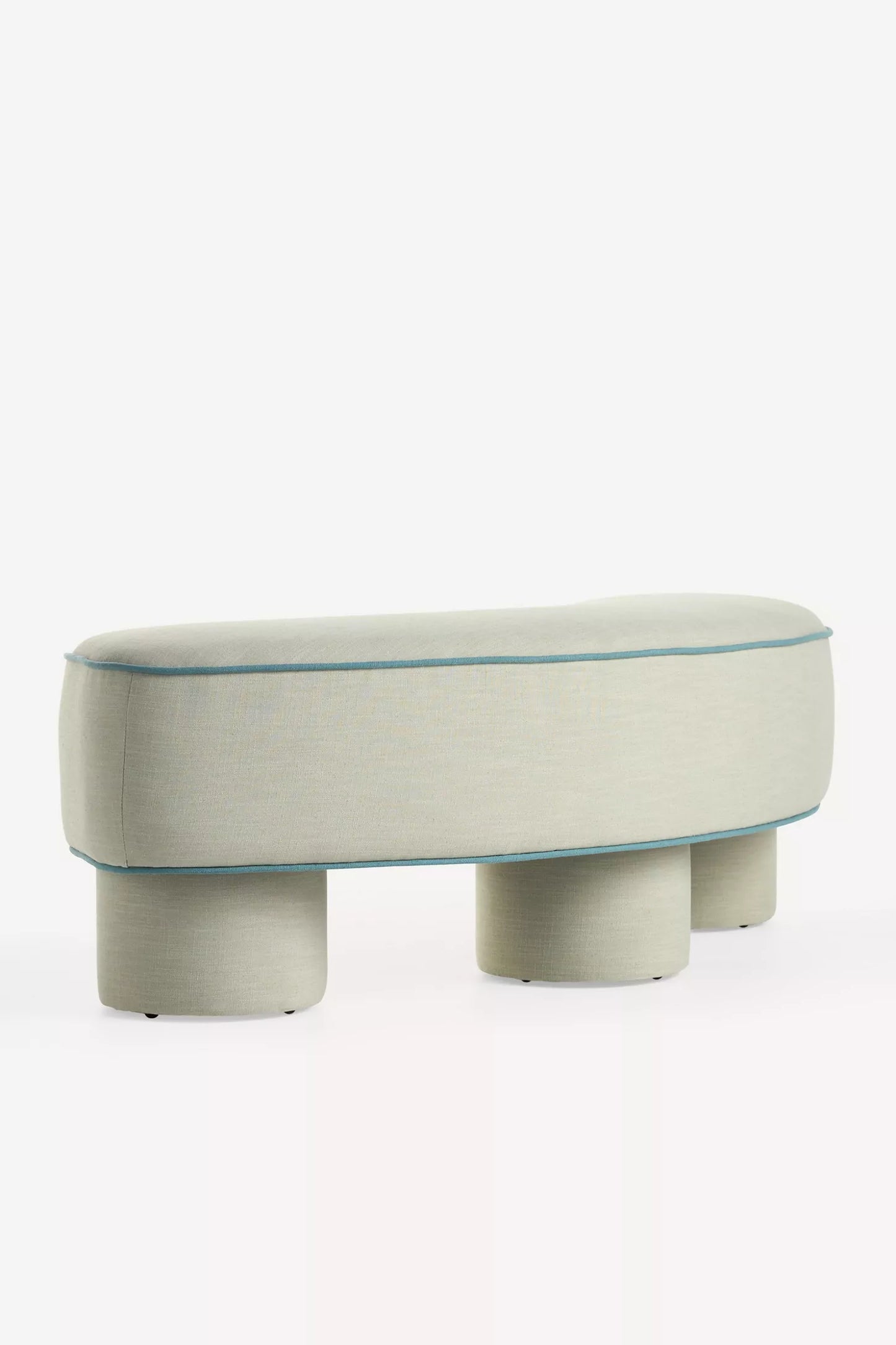 Modella Performance Linen Curved Bench Blue Pattern