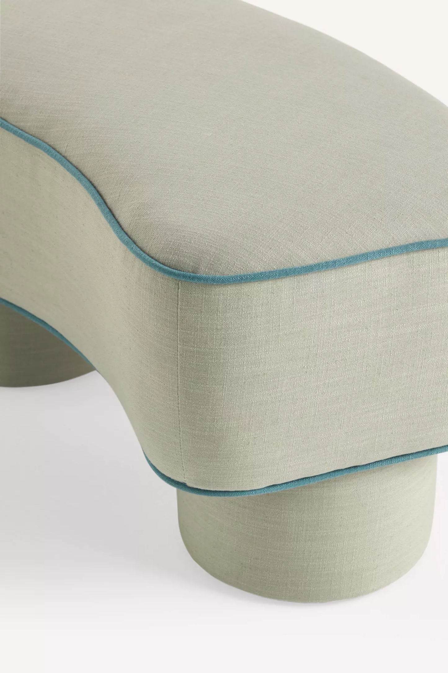 Modella Performance Linen Curved Bench Blue Pattern