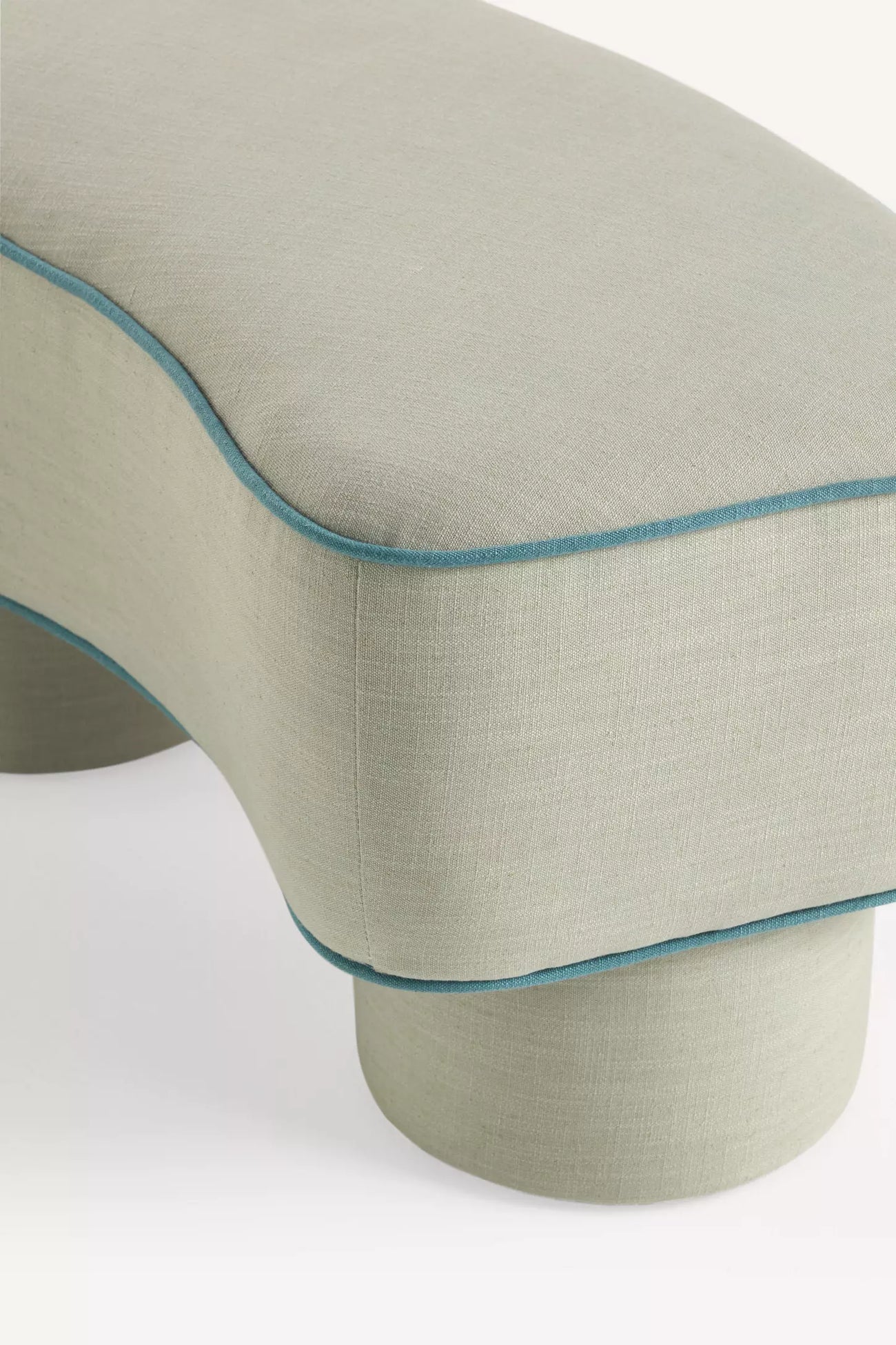 Modella Performance Linen Curved Bench Blue Pattern