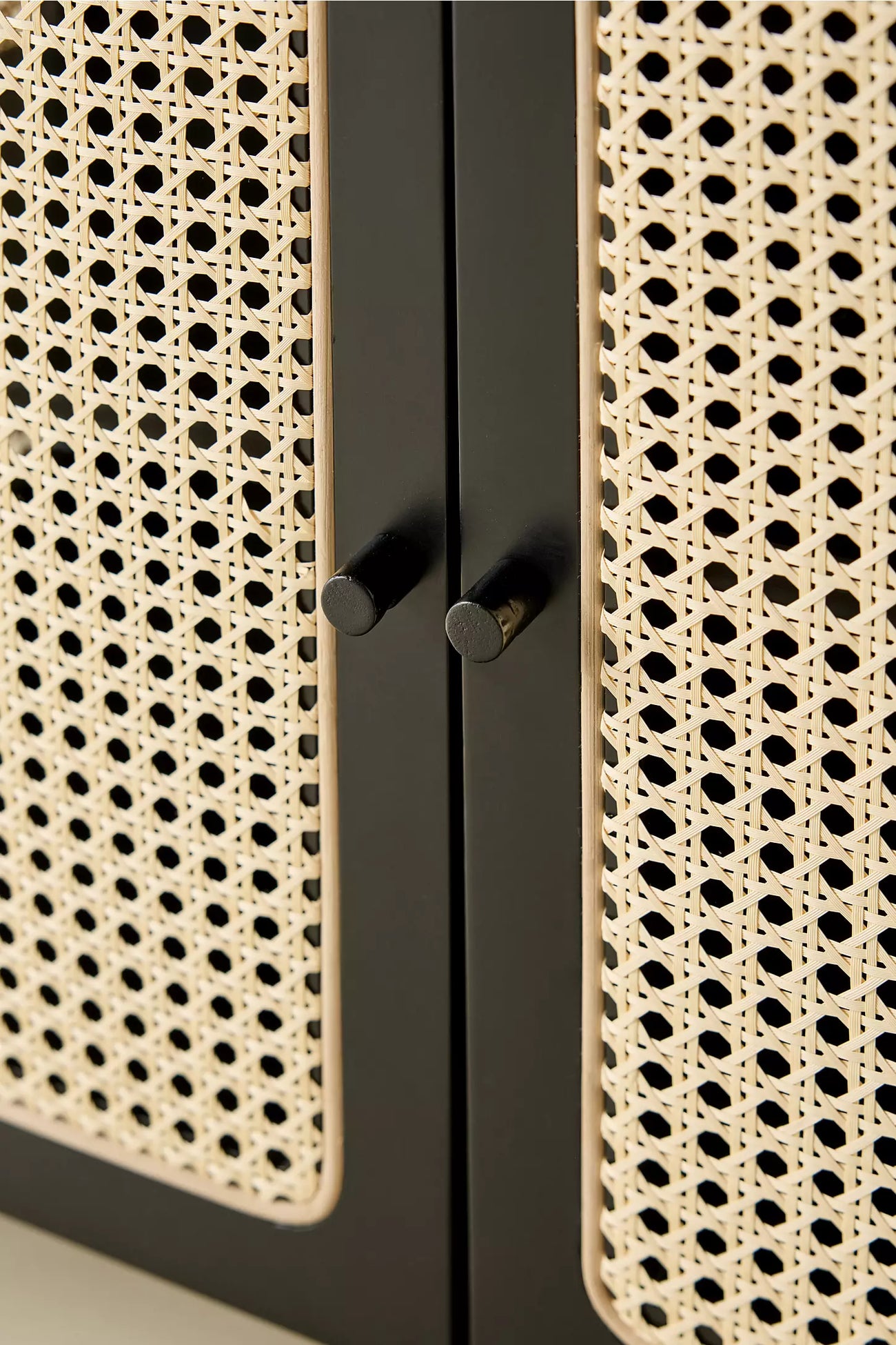 Liv Cane Paned Arch Storage Cabinet - Black