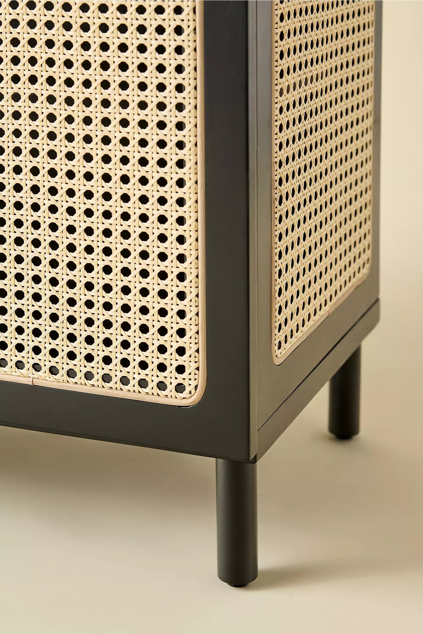 Liv Cane Paned Arch Storage Cabinet - Black