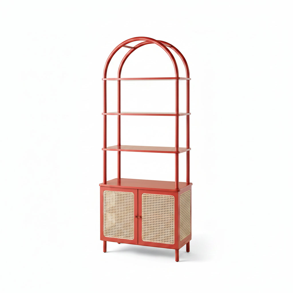 Liv Cane Paned Arch Storage Cabinet - Red