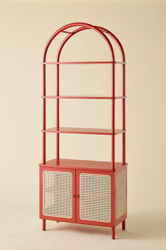 Liv Cane Paned Arch Storage Cabinet - Red