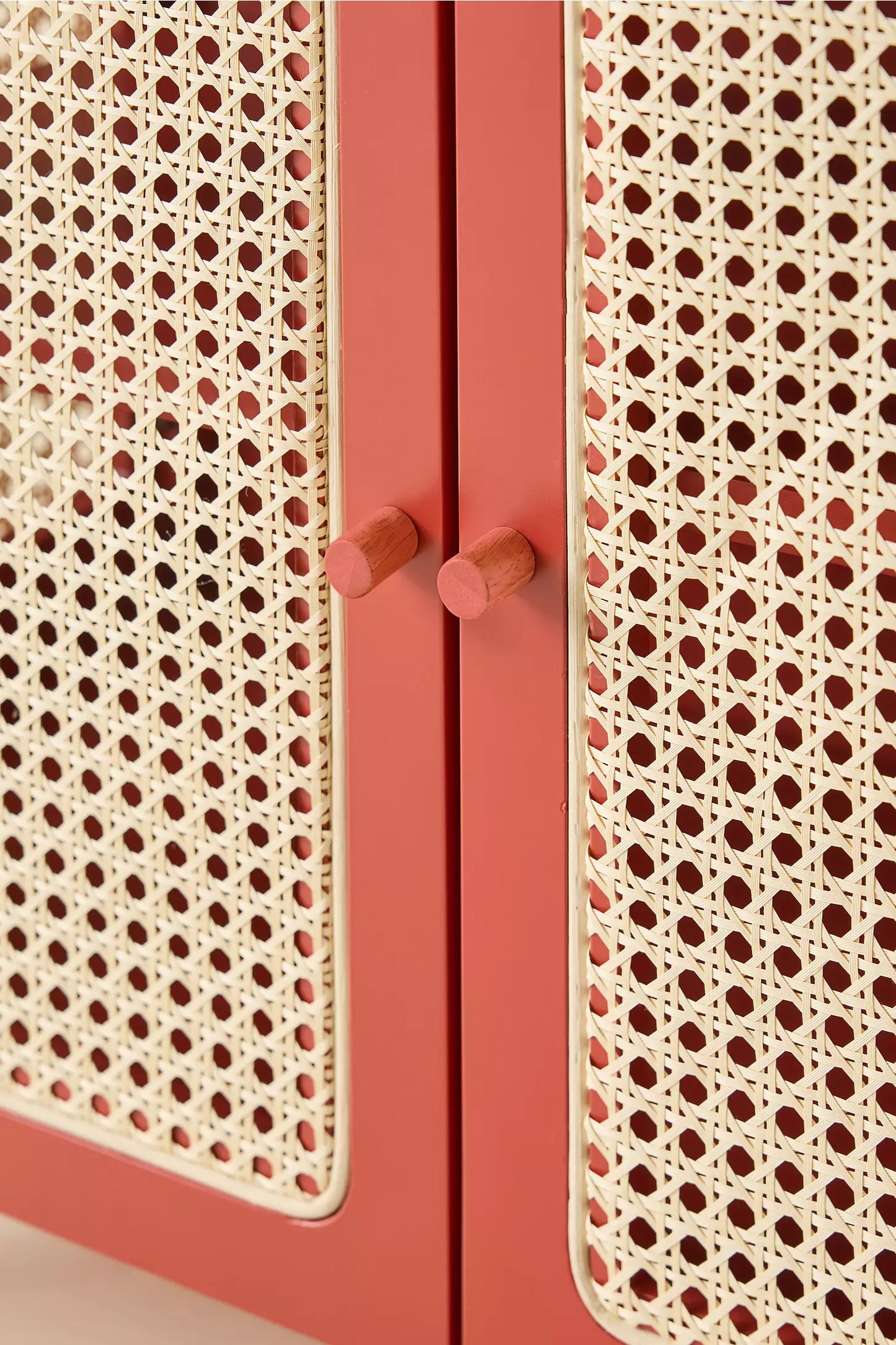 Liv Cane Paned Arch Storage Cabinet - Red