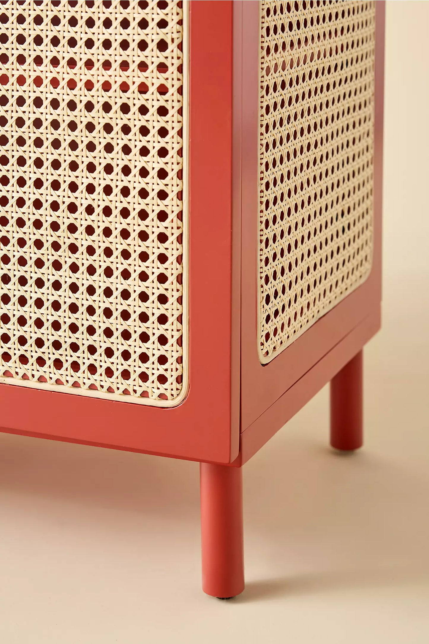 Liv Cane Paned Arch Storage Cabinet - Red