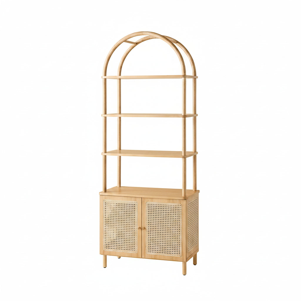 Liv Cane Paned Arch Storage Cabinet - Natural
