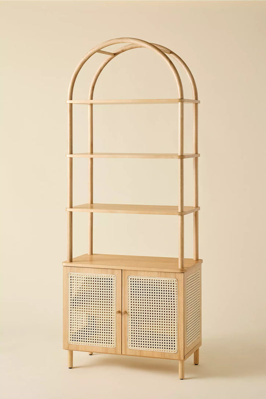 Liv Cane Paned Arch Storage Cabinet - Natural