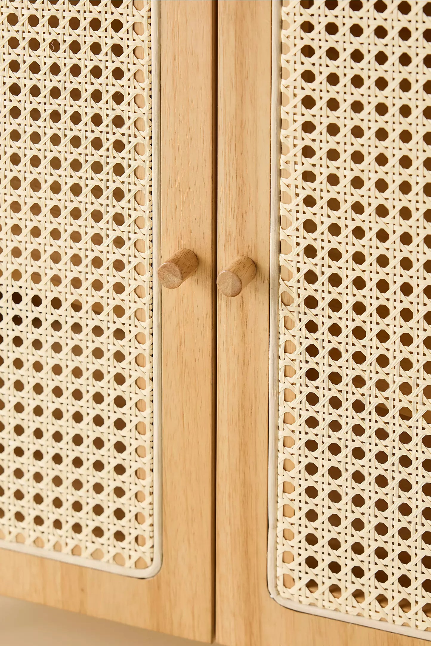 Liv Cane Paned Arch Storage Cabinet - Natural