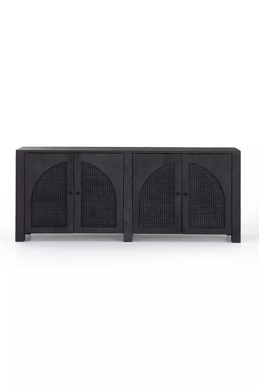 Arched Cane 78" Sideboard Black
