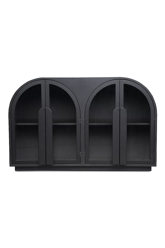 Salone Arched Reeded Glass Door Cabinet Black