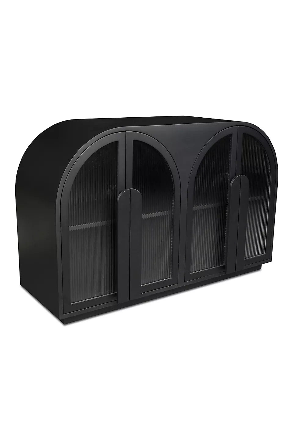 Salone Arched Reeded Glass Door Cabinet Black