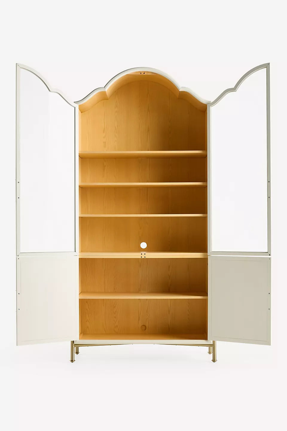 Livia 94" Glass & Wood Storage Hutch White