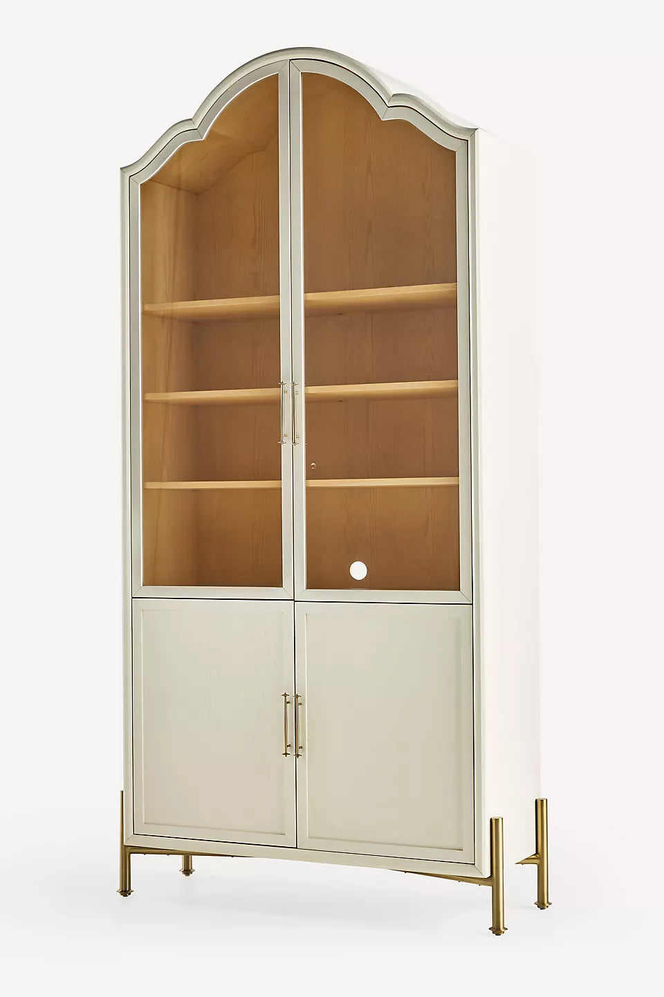 Livia 94" Glass & Wood Storage Hutch White