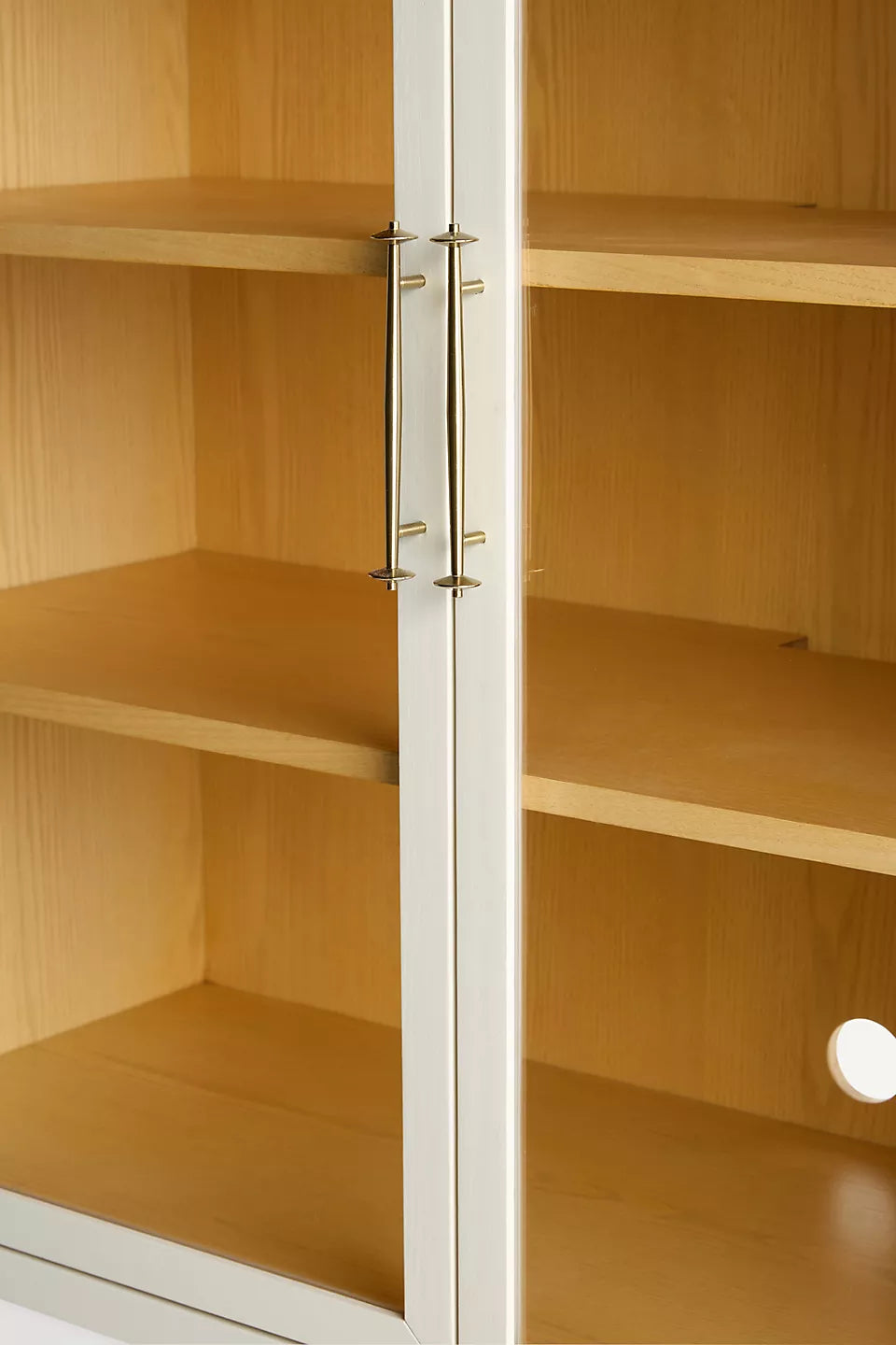 Livia 94" Glass & Wood Storage Hutch White