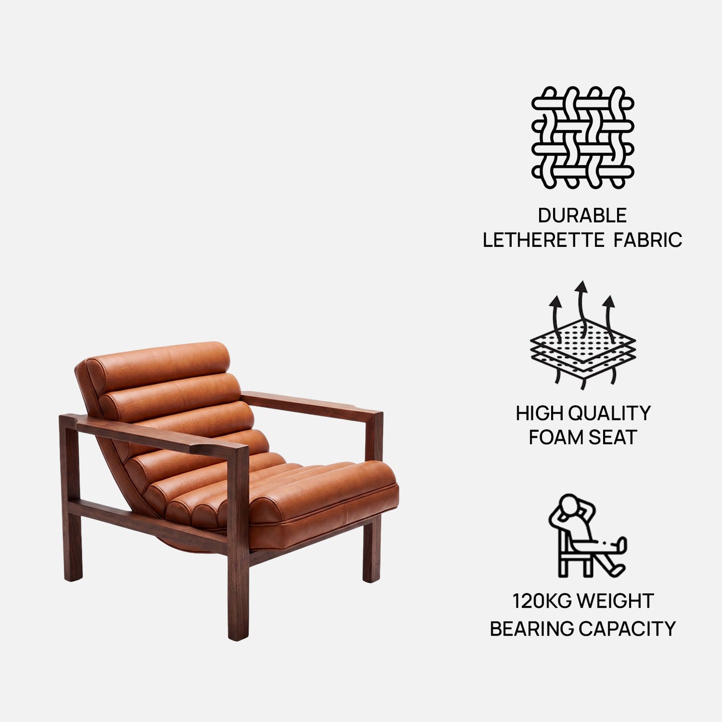 Raevello Strap Tan Brown Letherette Lounge Chair