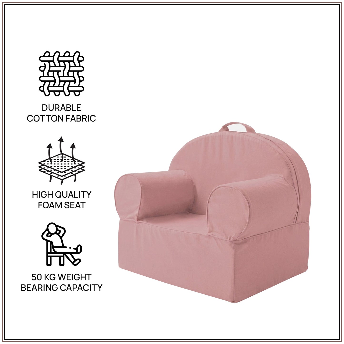Blush Pink Snuggle Cotton Kids Lounge Chair | Nestroots