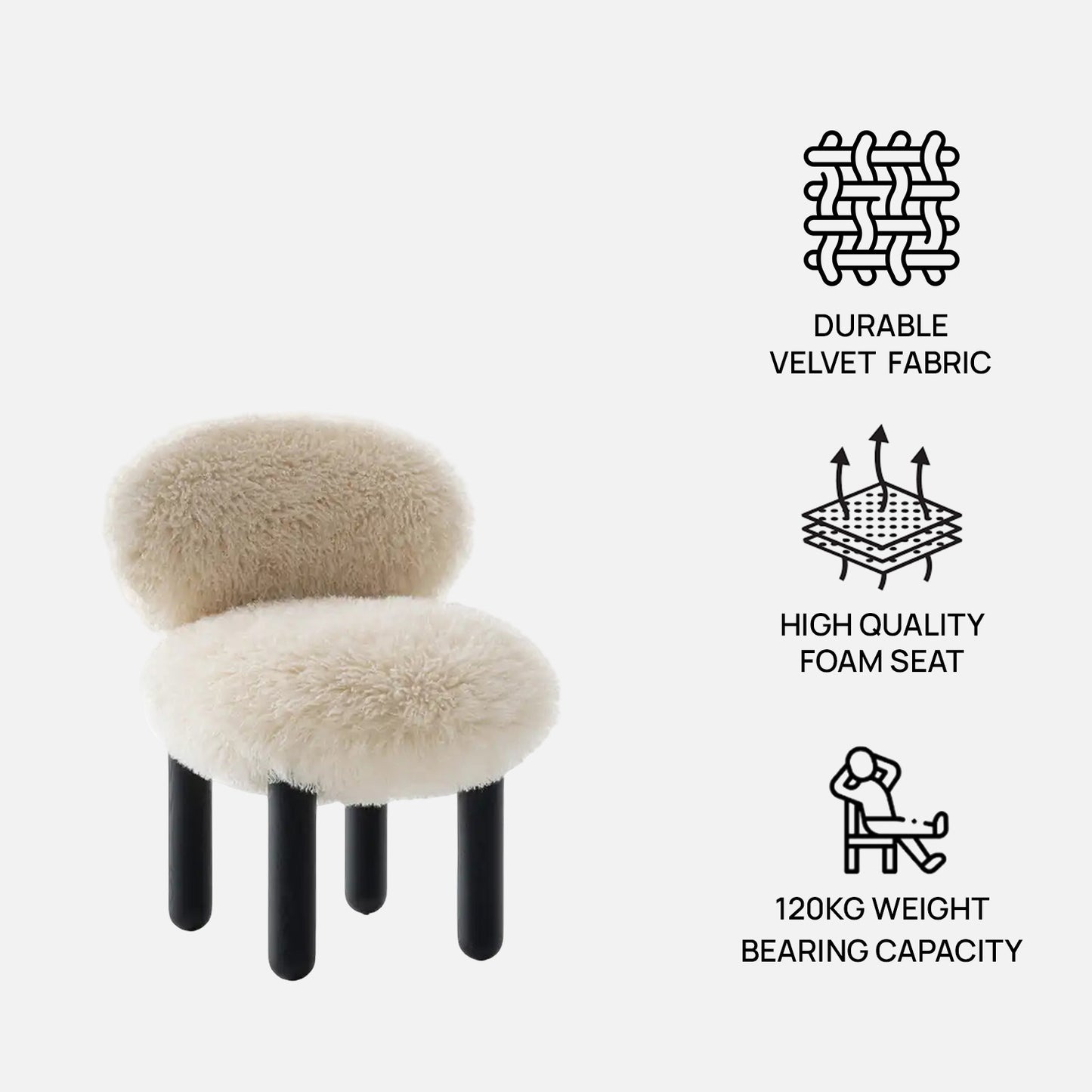 Sneuglo Plush Cream & Black Faux Fur Lounge Chair
