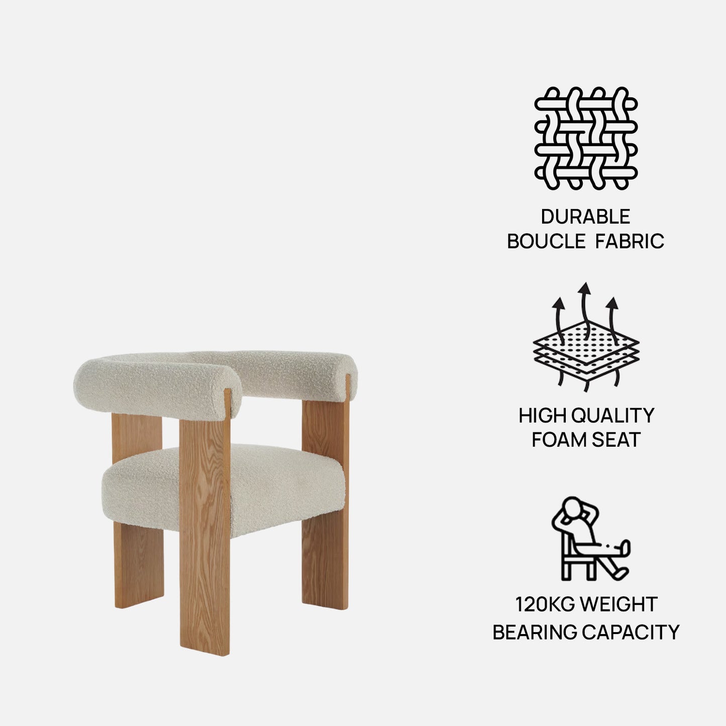 Toervyn Sculpt Arm IvoryBoucle Lounge Chair