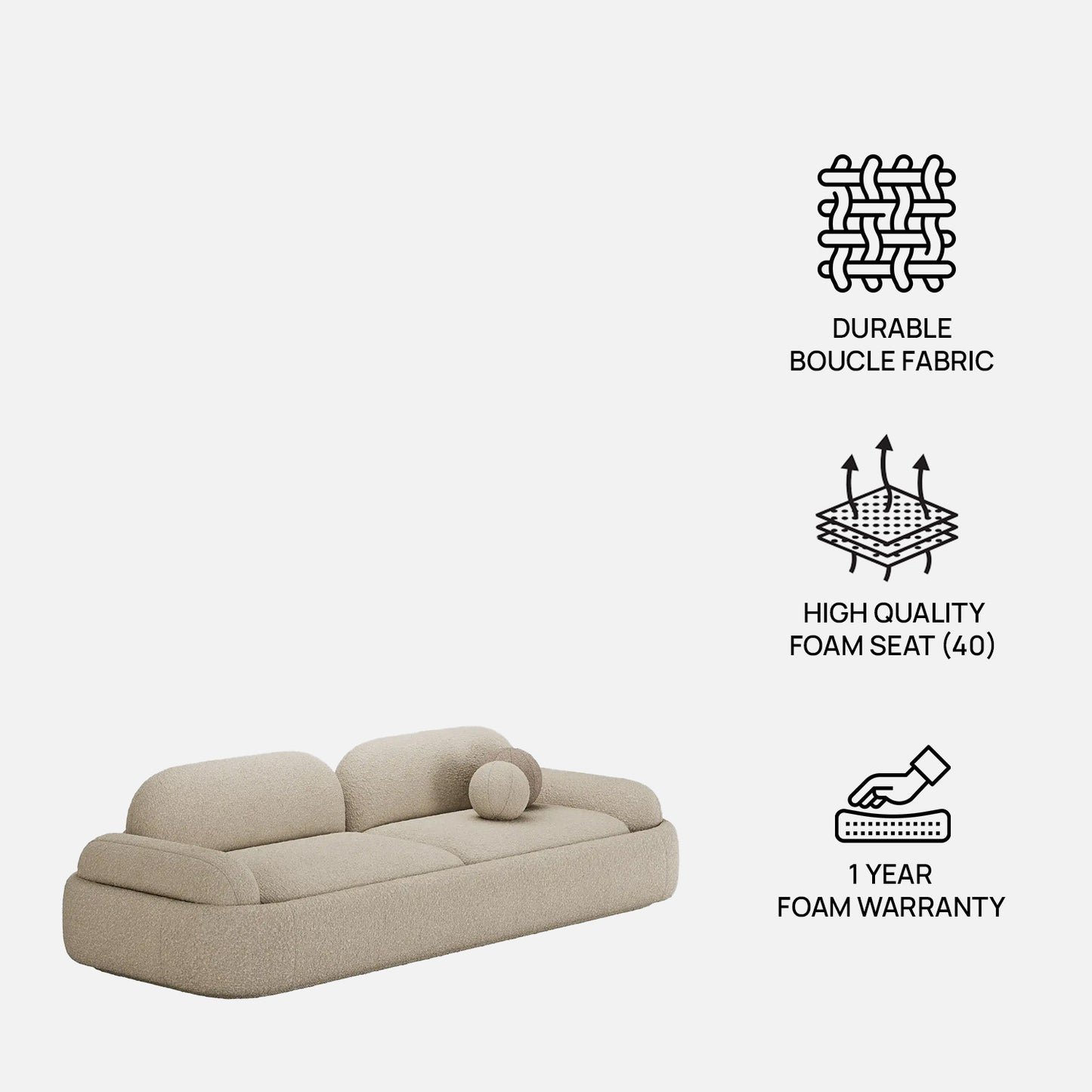 Torqen Plush Rust Red 3 - Seater Velvet Sofa