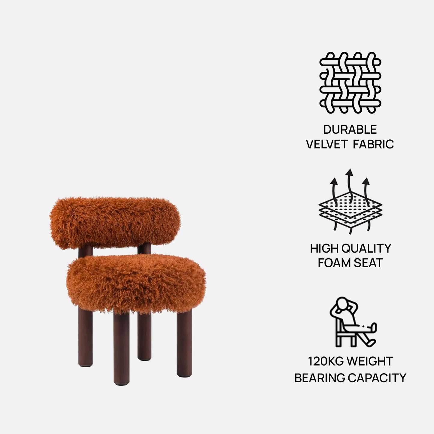 Fleuffin Cozy Burnt Orange Faux Fur Lounge Chair