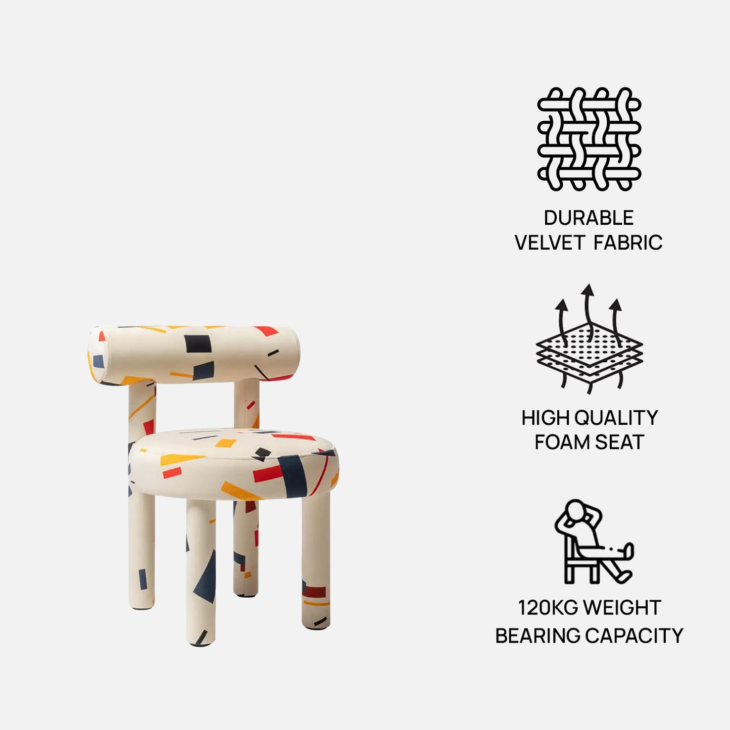 Piectro Play Multicolor Print Velvet Lounge Chair