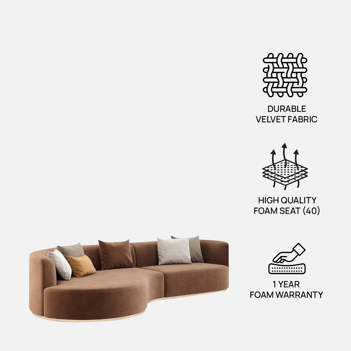 Elvyn Curve Pearl White 3 - Seater Boucle Sofa