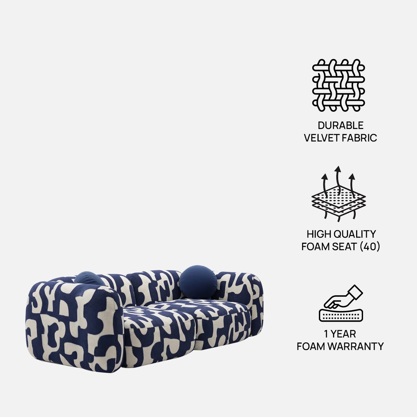 Avelon Modular Navy Blue 5 - Seater Leather Sofa