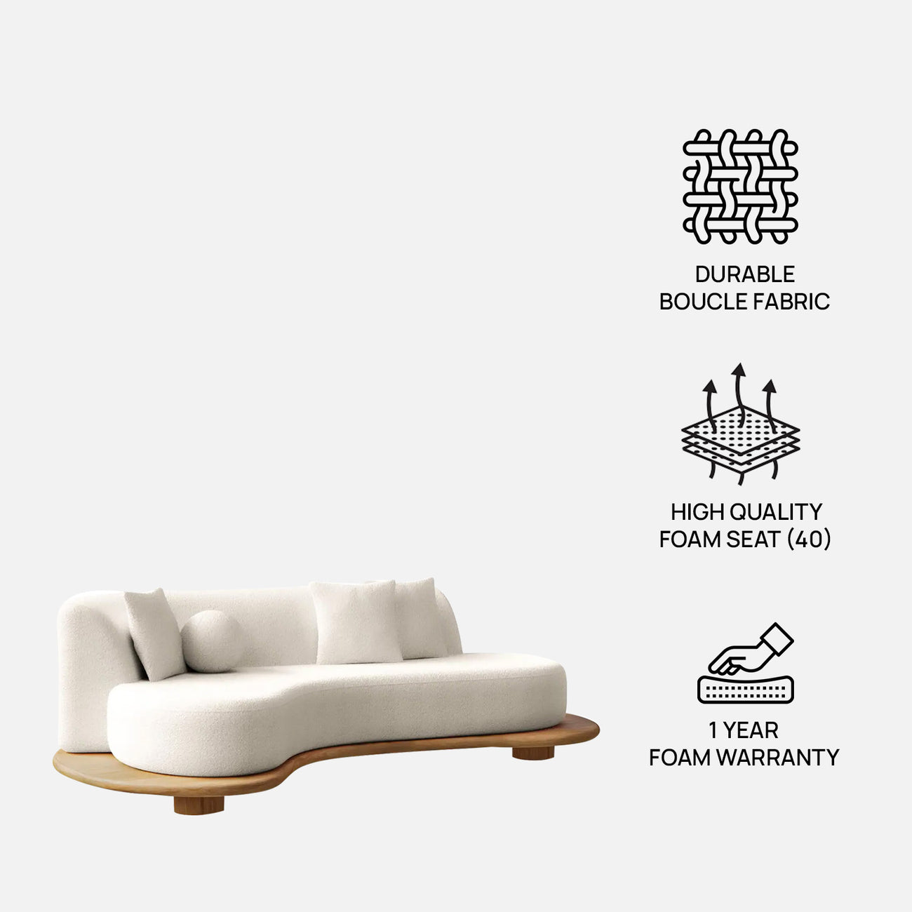 Orbis Sculpt Beige 3 - Seater Boucle Sofa