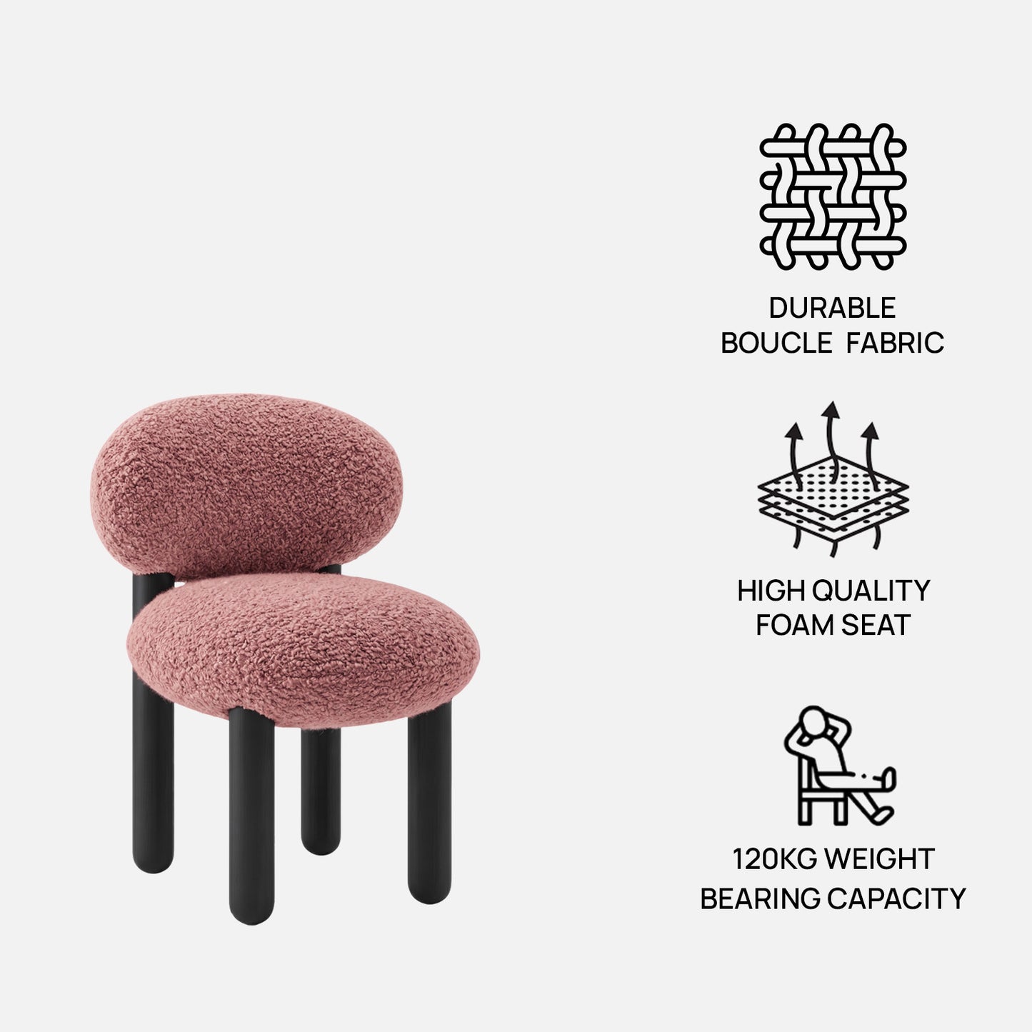 Boevian Bubble Pink Boucle Lounge Chair