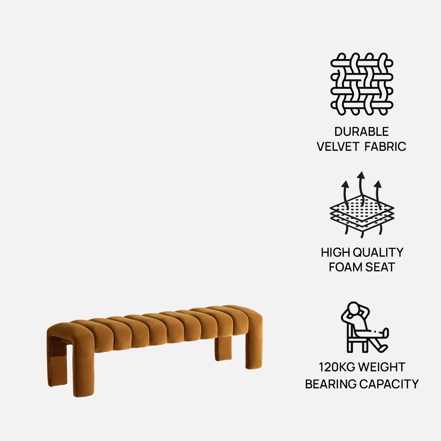 Arcadia Channel yellow velvet Bench