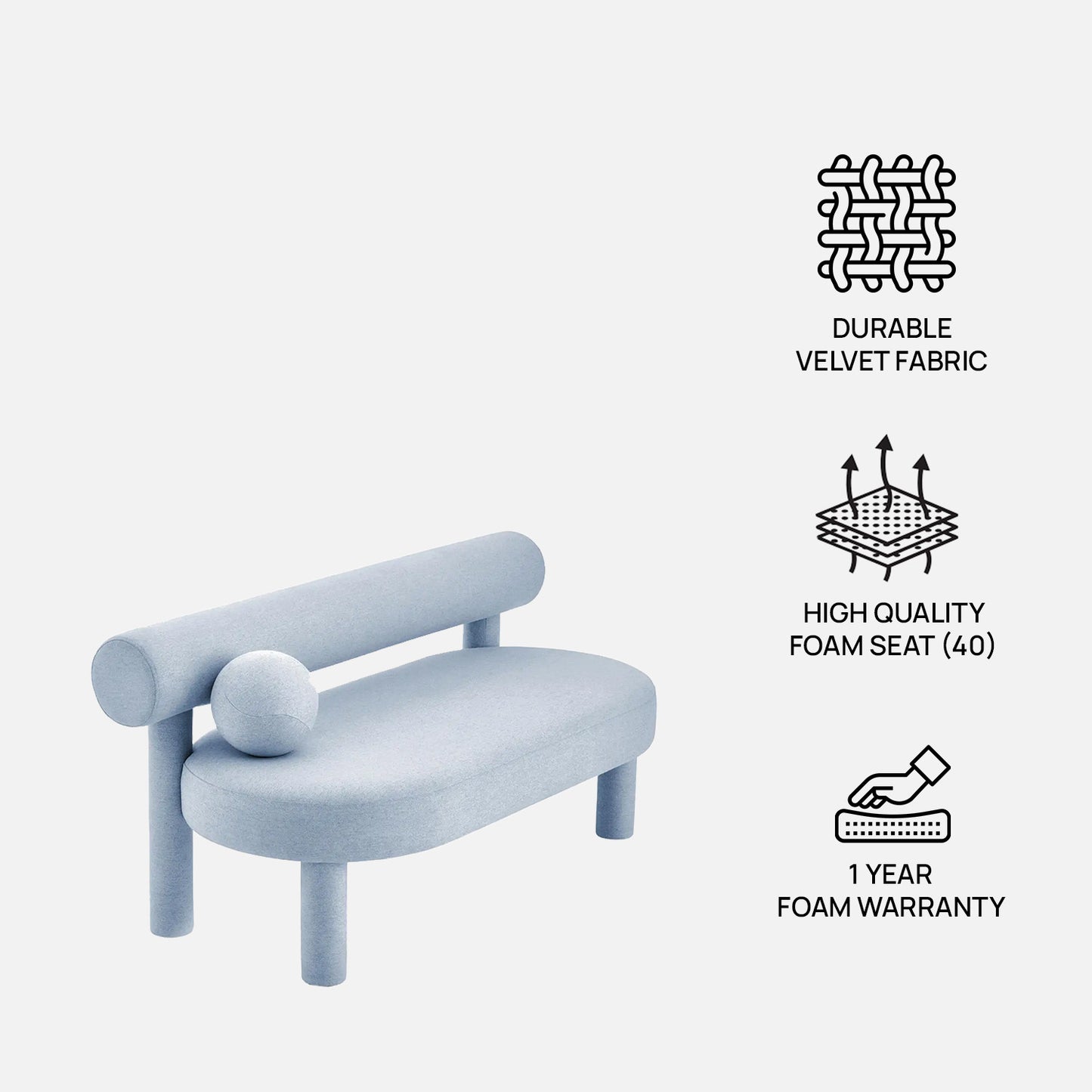 Seron Lowline Grey 3 - Seater Boucle Sofa